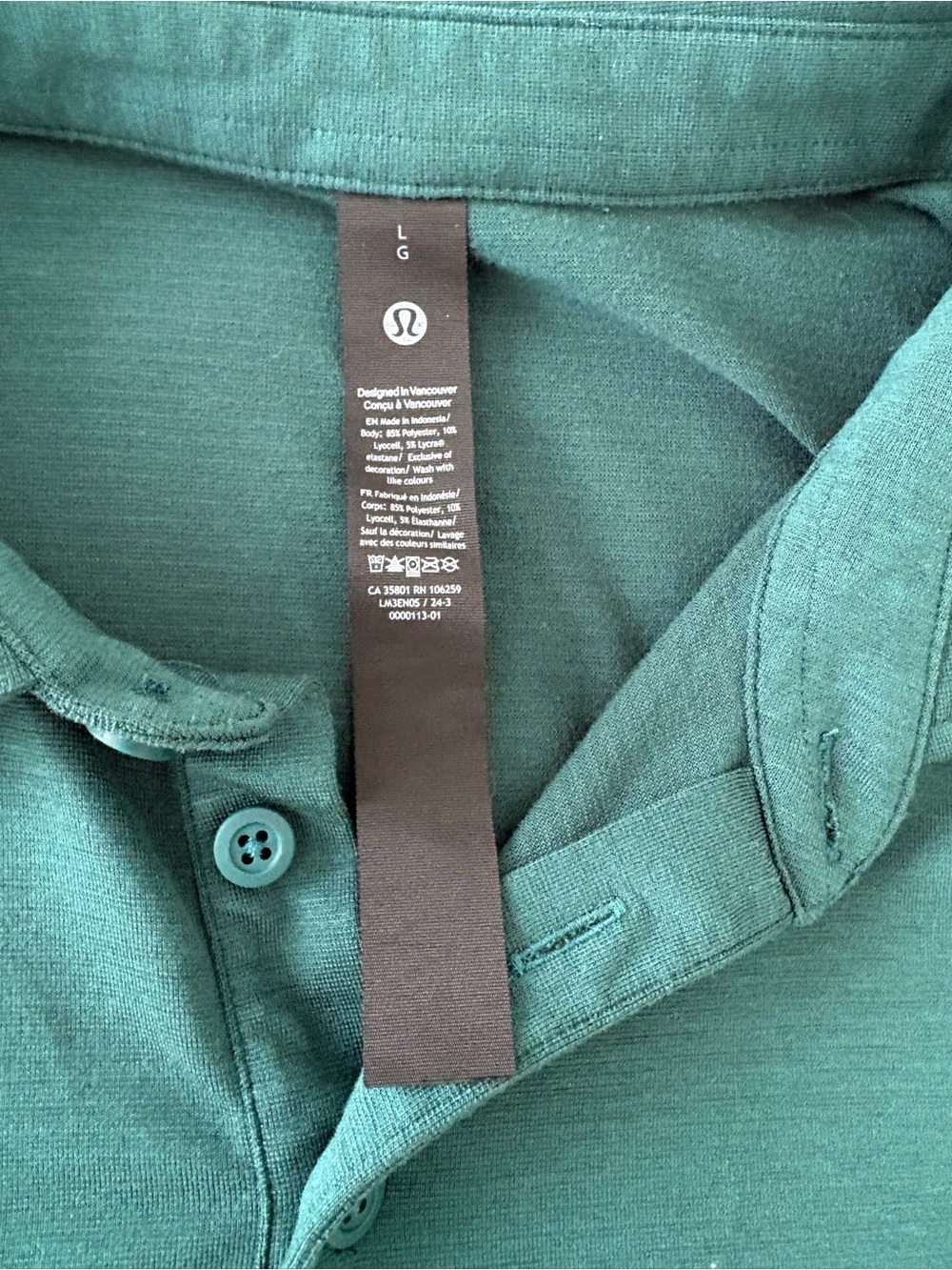 Lululemon Men’s Teal Polo Shirt - Performance Stretch EUC Sz Lg - Picture 6 of 10